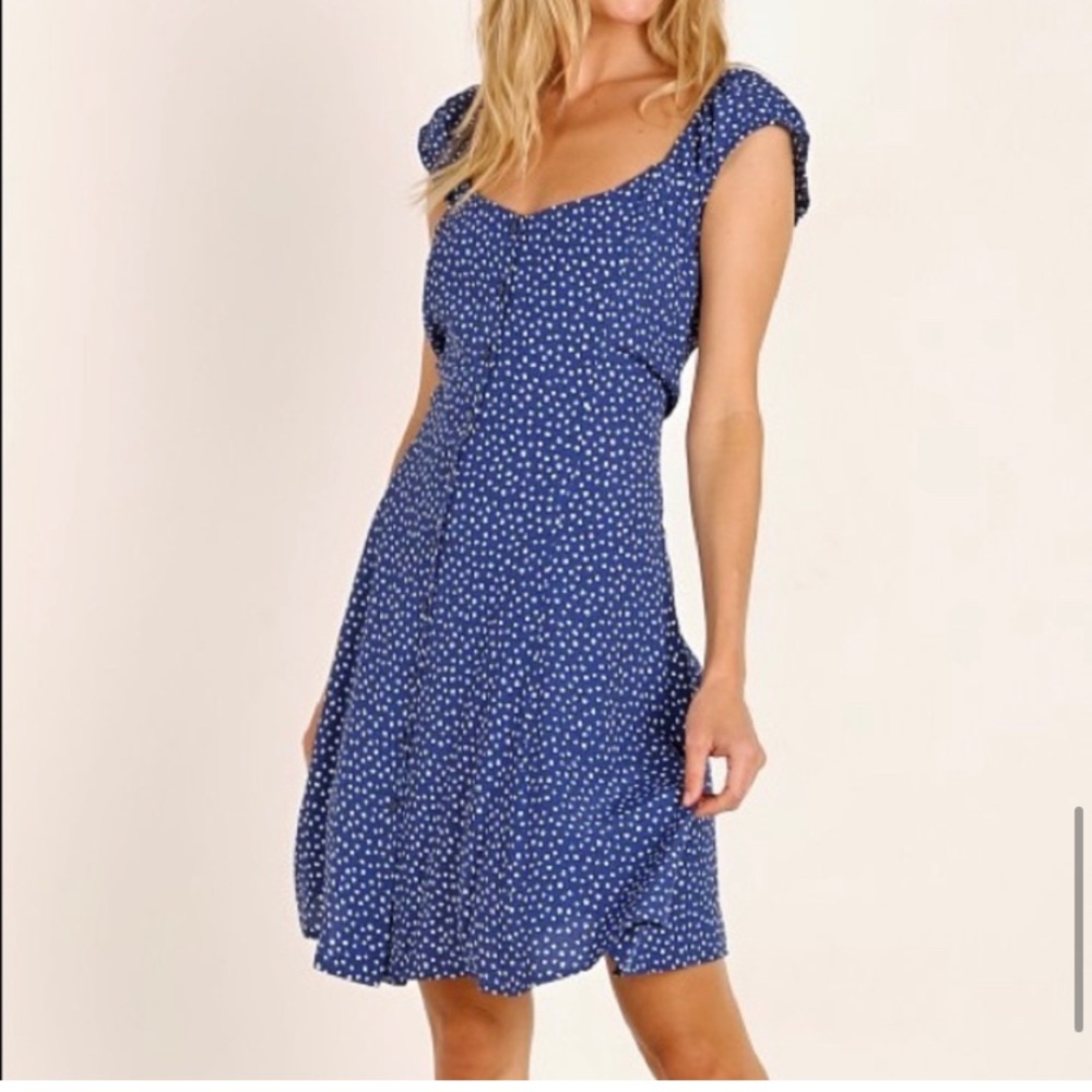 New Rolla’s Erin Mini Tulips Button Front Short Sleeves Fit Flare Dress - Picture 3 of 13